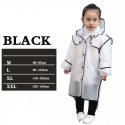 Baby Children's Raincoat Long Hooded Transparent Poncho EVA Waterproof Coat for Students'Outdoor Travel black_XXL