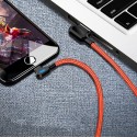 2M Double Bend 90° Right Angle Micro USB Type-c For Apple Interface LED Fast Charging Data Cable red