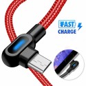 2M Double Bend 90° Right Angle Micro USB Type-c For Apple Interface LED Fast Charging Data Cable black