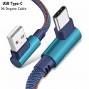 Universal USB Elbow Data Transmission Line Fast Charging Micro USB Type-C 8 Pin Line for Mobile Phone 2M