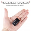 Mini Flip Mobile Phone 0.66" Smallest Cell Phone Wireless Bluetooth FM Magic Voice Handsfree Earphone for Kids Orange