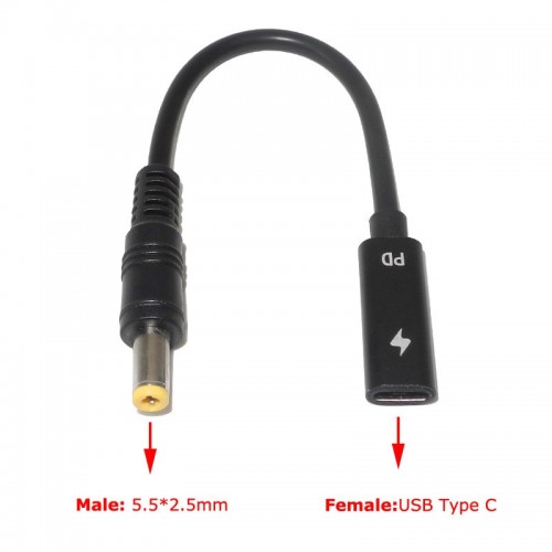USB 3.1 Type C USB Female to DC 7.9*5.0mm 4.0*1.35 5.5*2.5 2.1 Square Male Charger Adapter for Lenovo PD 5.5*2.5mm