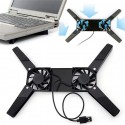 Portable Foldable Laptop Notebook Cooling Pad Dual Fan for PC Laptop Notebook black