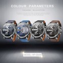 Oulm Men Business Two Time Zone Quartz Stylish Luxury Leather Watch Blue