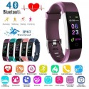 115 Plus Color Screen Smart Watch Fitness Activity Tracker Bluetooth Blood Pressure Monitor Black