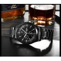 Men Luxury Sports Casual Waterproof Quartz Stainless Steel Watchband Wristwatch - Black surface 8251