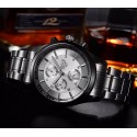 Men Luxury Sports Casual Waterproof Quartz Stainless Steel Watchband Wristwatch - Silver White surface 8251