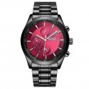 Men Luxury Sports Casual Waterproof Quartz Stainless Steel Watchband Wristwatch - Wine Red surface 8251