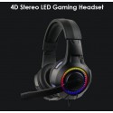 Wired Headset Head-mounted RGB Illusion with Lights Heavy Bass Earphones red