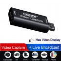 HDMI Video Capture Card for OBS Live Stream Broadcast Case Automatically Adjust Settings black