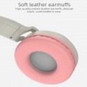 Bluetooth 5.0 Ear Headphones Foldable Stereo Wireless Set Mic LED Light Volume Control Support For Kids pink