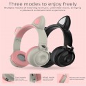 Bluetooth 5.0 Ear Headphones Foldable Stereo Wireless Set Mic LED Light Volume Control Support For Kids red