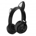 Bluetooth 5.0 Ear Headphones Foldable Stereo Wireless Set Mic LED Light Volume Control Support For Kids black