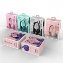 Bluetooth 5.0 Ear Headphones Foldable Stereo Wireless Set Mic LED Light Volume Control Support For Kids purple
