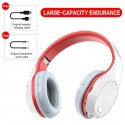T5 Wireless Bluetooth Headset Foldable Head-mounted Headset Running hanging ear stretch computer game headset White red