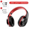 T5 Wireless Bluetooth Headset Foldable Head-mounted Headset Running hanging ear stretch computer game headset Black red