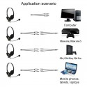 Lightweight 3.5mm Plug Wired Headphones With HD Microphone Office Home Working Gamer Headset black