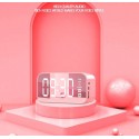 Wifi Mini Alarm Clock Nanny Clock Mirror Subwoofer Bluetooth Speaker Pink