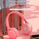 Bluetooth Wireless Headphones Macaron Color Hifi Music Auto Pairing Earphones Can Inserted TF Card Headsets blue