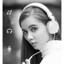 Stereo Earphones Foldable Sports Headphones with Mic for PC Laptop Tablet Smart Phone white