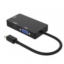 3-in-1 1080P Mini DP Display Port to HDMI DVI VGA 8-pin Adapter Converter Cable black
