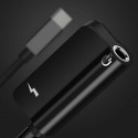 2-in-1 Type C male to 3.5mm Jack Adapter Earphone Cable AUX Audio Converter for Xiaomi Mi 6 Type-C Fast Charge Black