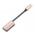 2-in-1 Type C male to 3.5mm Jack Adapter Earphone Cable AUX Audio Converter for Xiaomi Mi 6 Type-C Fast Charge Gold
