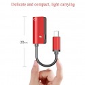 2-in-1 Type C male to 3.5mm Jack Adapter Earphone Cable AUX Audio Converter for Xiaomi Mi 6 Type-C Fast Charge Red