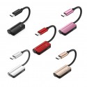 2-in-1 Type C male to 3.5mm Jack Adapter Earphone Cable AUX Audio Converter for Xiaomi Mi 6 Type-C Fast Charge Pink