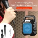Outdoor Portable Wireless Bluetooth Speaker Can Insert Tf Card Usb Flash Disk High Power Loudspeaker blue+ microphone