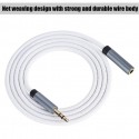 Nylon Aux 3.5mm Audio Male to Female Stereo Audio Extension Cable for Car Cellphone Silver grey