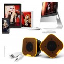 Portable Mini USB 2.0 Stereo Music Speakers for Desktop Computers Laptops Notebooks Home Theaters Yellow
