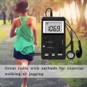 Portable AM/FM Radio Mini Digital Tuning Stereo Radio with Earphone and Rechargeable Battery for Walk black