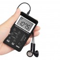 Portable AM/FM Radio Mini Digital Tuning Stereo Radio with Earphone and Rechargeable Battery for Walk black