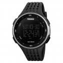 Sports Men's Big Dial Multifunctional Waterproof Digital Watch Sliver