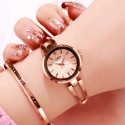 Women Stainless Steel Waterproof Bracelet Watch with Spiral Case for Casual Office Coffee color shell white dial