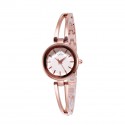 Women Stainless Steel Waterproof Bracelet Watch with Spiral Case for Casual Office Rose gold shell white dial