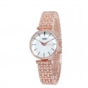 Fashion Women Waterproof Alloy Band Temperament Clock Bracelet Wrist Watch Rose gold shell white plate
