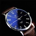 Unisex Casual Business Style Leather Strap Waterproof Classic Watch Small black dial black belt