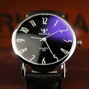 Unisex Casual Business Style Leather Strap Waterproof Classic Watch Small brown dial black belt