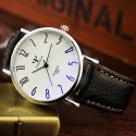 Unisex Casual Business Style Leather Strap Waterproof Classic Watch Large brown dial black belt