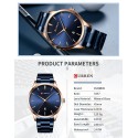 Men Business Quartz Watch Date Display Waterproof Stainless Steel Band Simple Wristwatch Gold