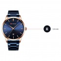 Men Business Quartz Watch Date Display Waterproof Stainless Steel Band Simple Wristwatch Blue