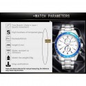 Men Quartz Watch Waterproof Stainless Steel Band Fake Sub-dial Male Business Wristwatch Black