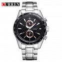 Men Quartz Watch Waterproof Stainless Steel Band Fake Sub-dial Male Business Wristwatch White
