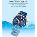 Men Quartz Watch Chronograph Date Luminous Waterproof Stainless Steel Band Business Wristwatch Silver + Black