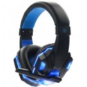 3.5mm Earphone Gaming Headset Gamer Stereo Gaming Headphone with Microphone LED Black and blue
