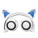 Head-mounted Foldable Lovely Cat Ear Headphone LED Flashing Glowing Headset for Adult and Children Pink