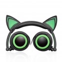 Head-mounted Foldable Lovely Cat Ear Headphone LED Flashing Glowing Headset for Adult and Children Pink