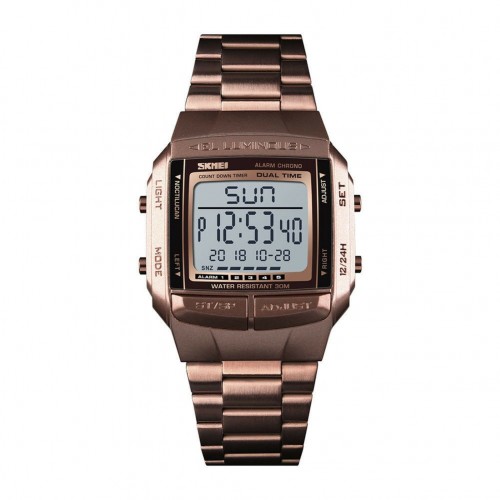 Sports Watch Men Luxury Watches Waterproof Military LED Digital Wristwatch - Coffee Gold